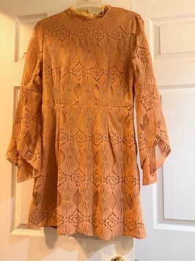 NWT Taupe Lace Mini Dress By Blushing Heart
